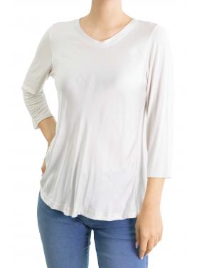 Blusa girocollo con manica 3/4 